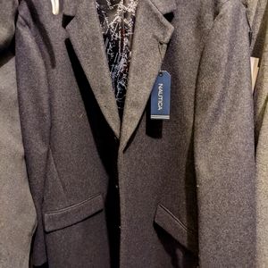 $350 Nautica Men's Regular Fit Batten Overcoat Coat 44R Charcoal  NEW